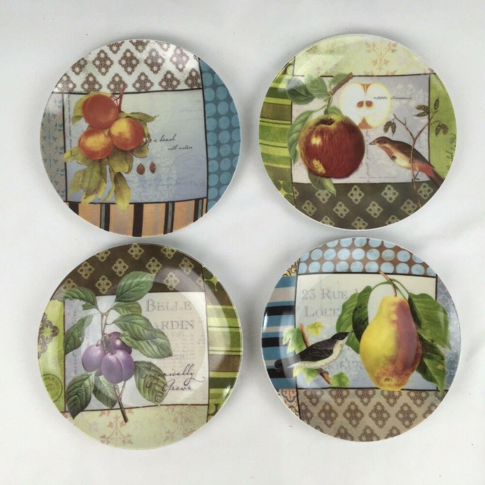 Set of 4 Prima Design Natures Bouquet Porcelain Plates